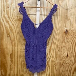 Free People size S laced mini dress purple